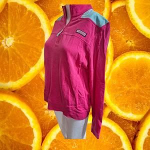 Vineyard Vines  1/4 Zip Pink 100% Cotton Sweatshirt Size‎ Medium